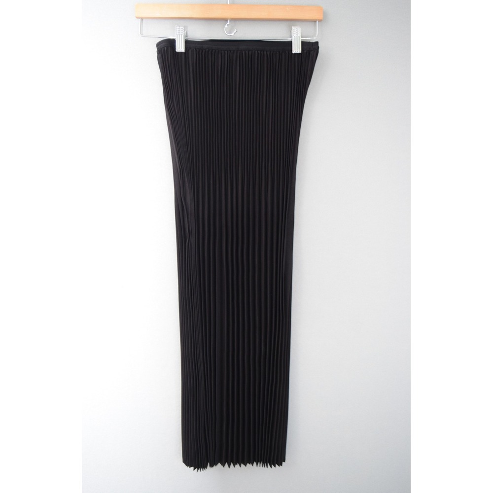 Eileen Fisher Pleated Maxi Skirt XL Black Wool Silk Blend New Women Luxury
